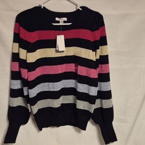 NWT LADIES Striped Sweater with Glitter Accents Size Small